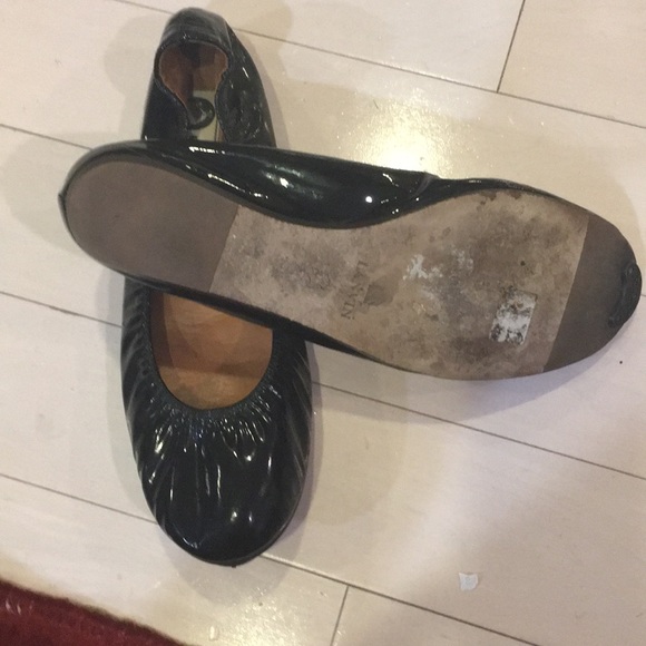 Lanvin Black Patent Leather Ruched Ballet Sz 39 - Picture 4 of 6